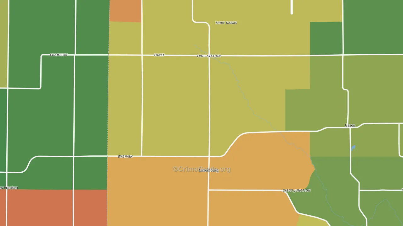 Luxemburg, WI Map of Murder Rates