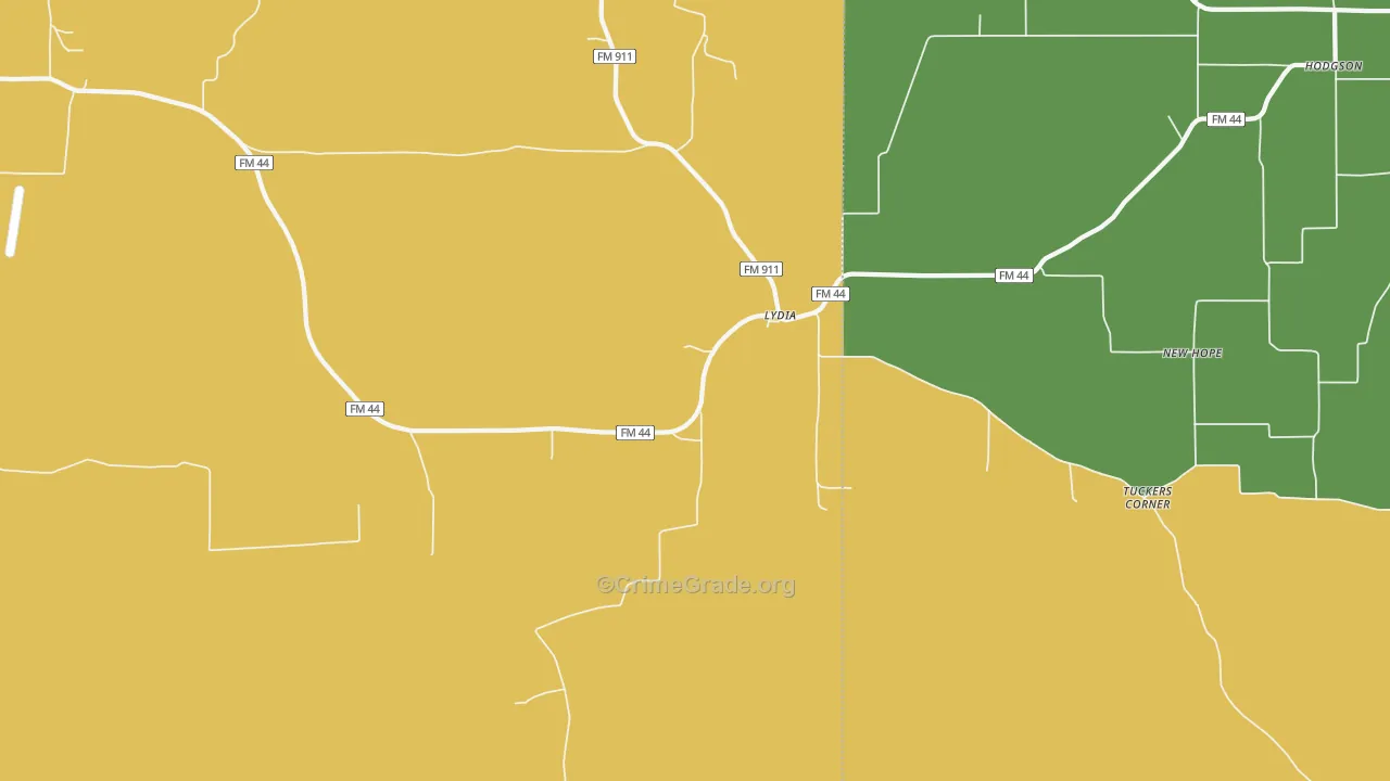 Lydia, TX Map of Murder Rates