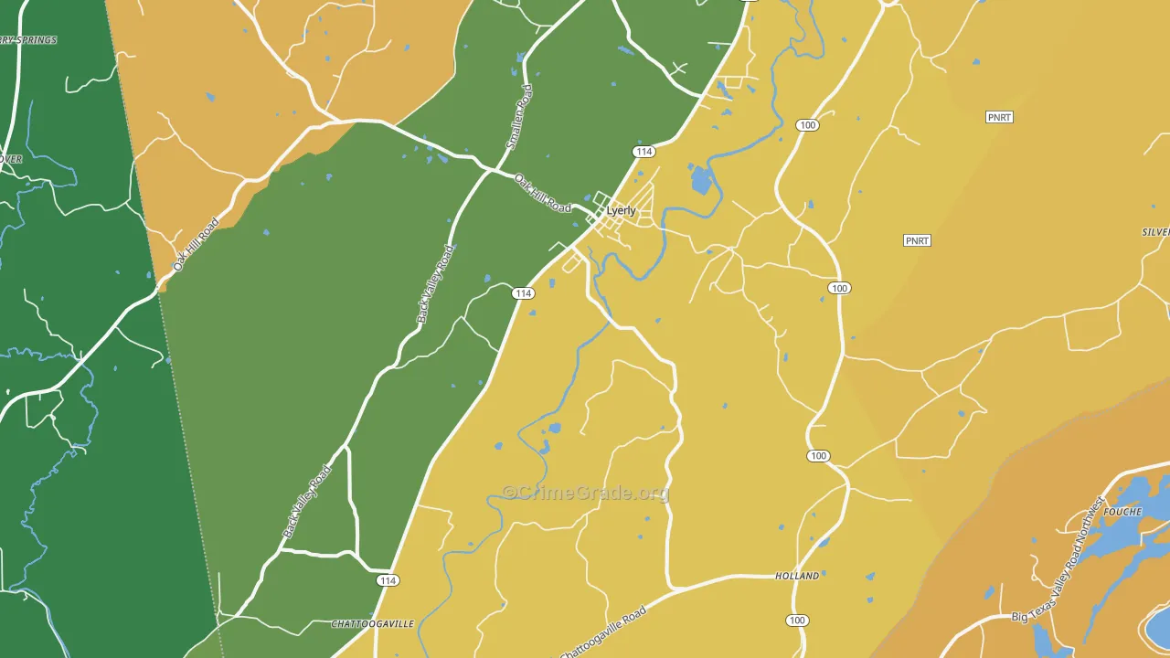 Lyerly, GA Map of Murder Rates
