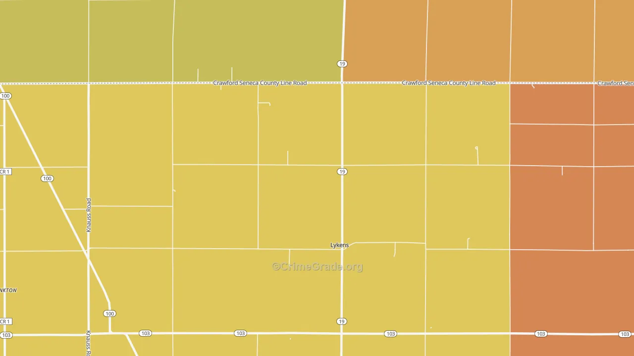 Lykens, OH Map of Murder Rates