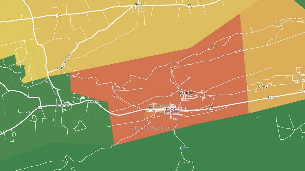 Lykens, PA Map of Murder Rates