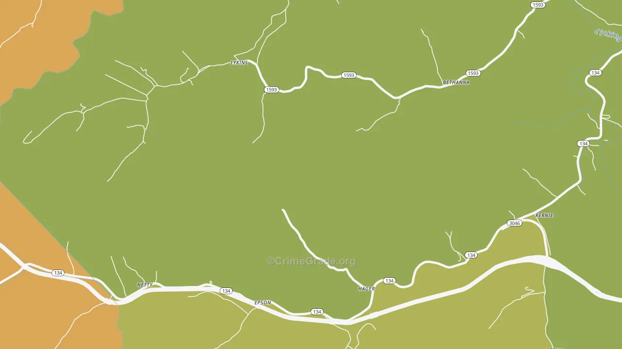 Lykins, KY Map of Murder Rates