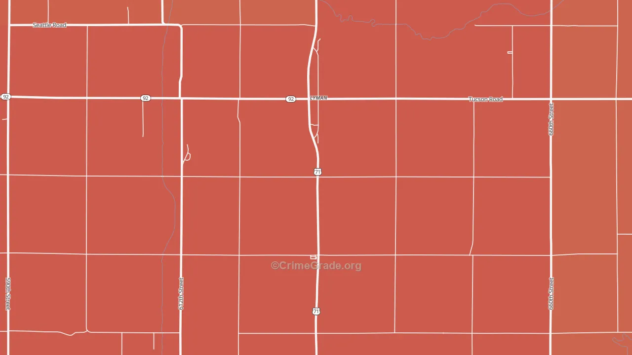 Lyman, IA Map of Murder Rates