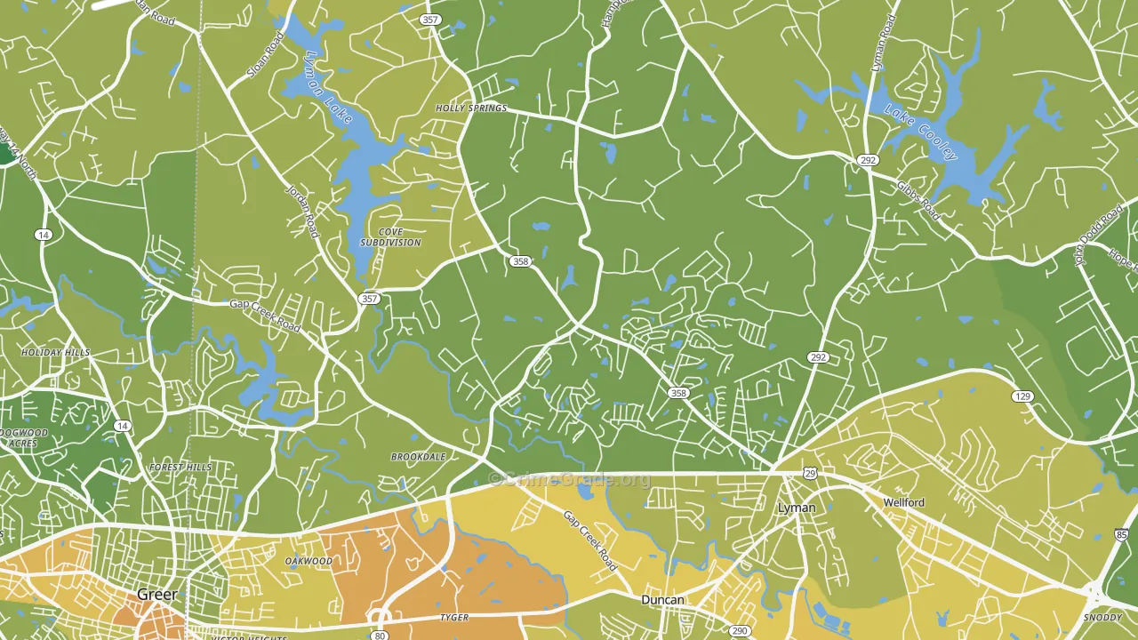 Lyman, SC Map of Murder Rates