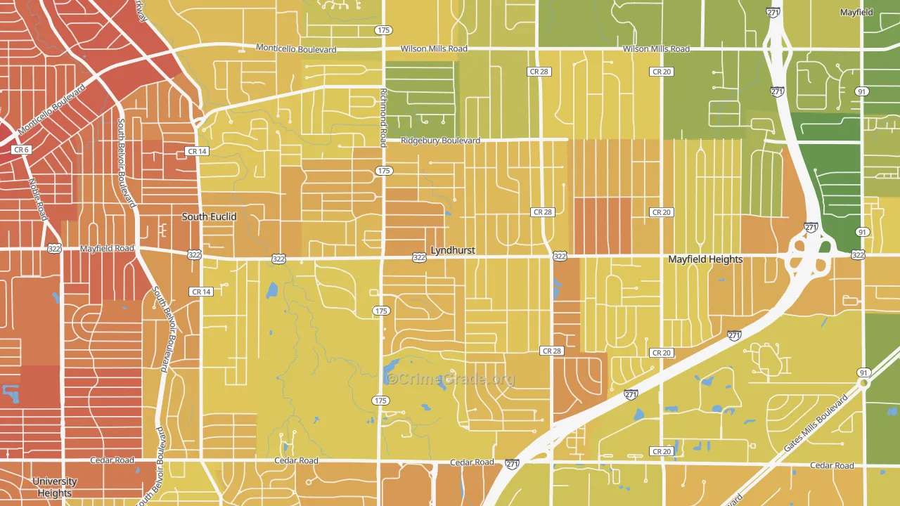 Lyndhurst, OH Map of Murder Rates