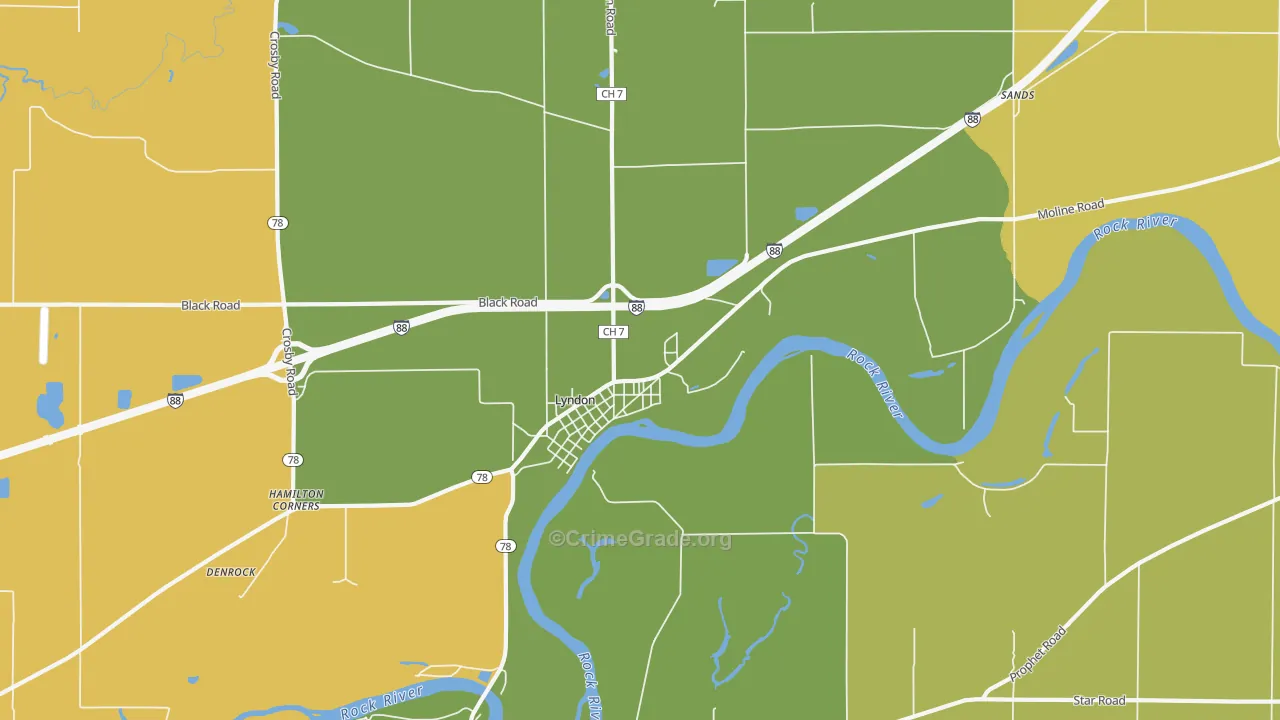 Lyndon, IL Map of Murder Rates