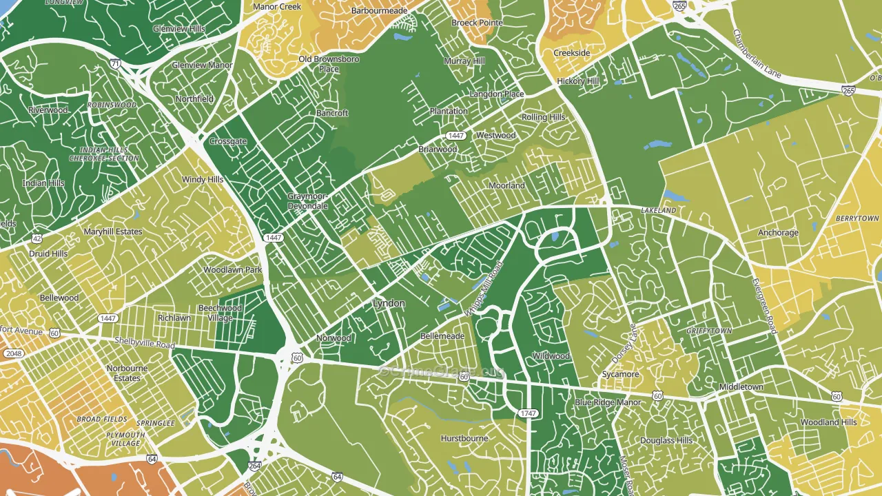 Lyndon, KY Map of Murder Rates
