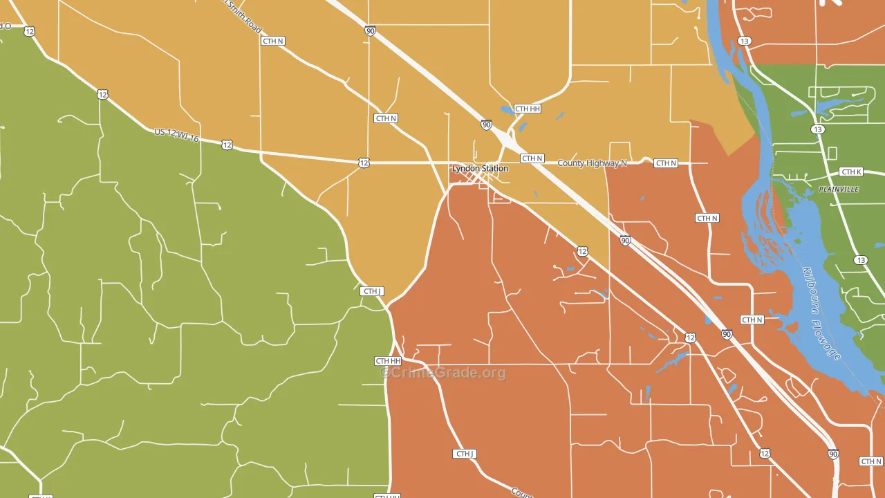 Lyndon Station, WI Map of Murder Rates