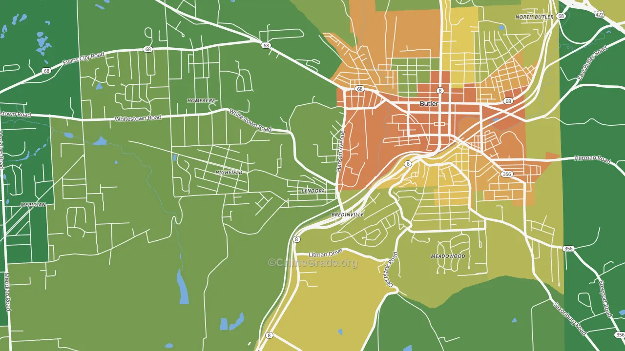 Lyndora, PA Map of Murder Rates