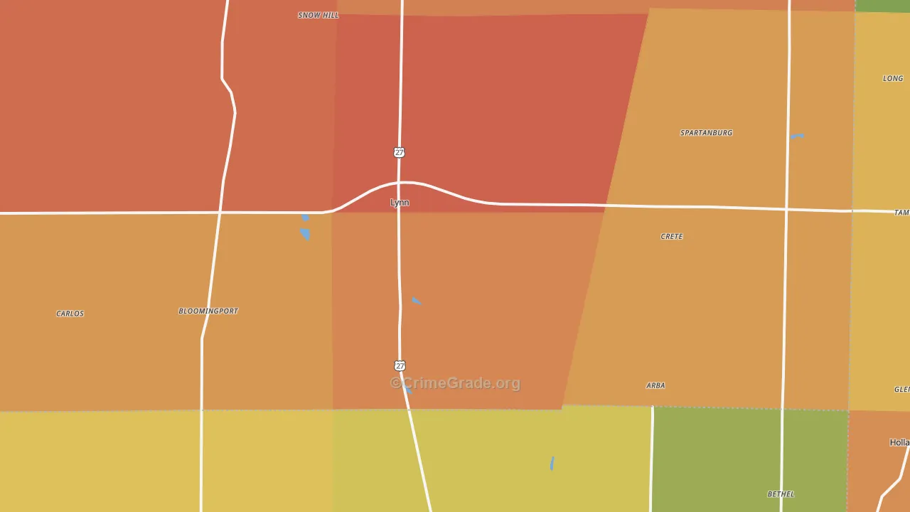 Lynn, IN Map of Murder Rates