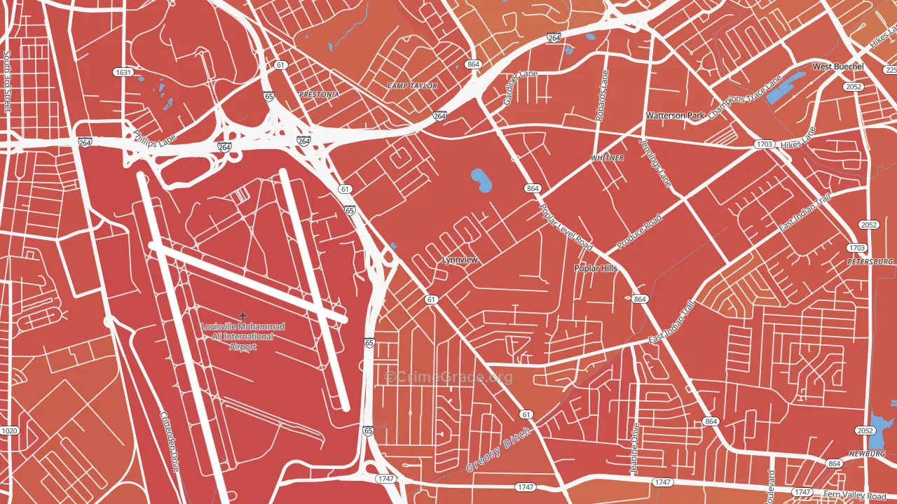 Lynnview, KY Map of Murder Rates