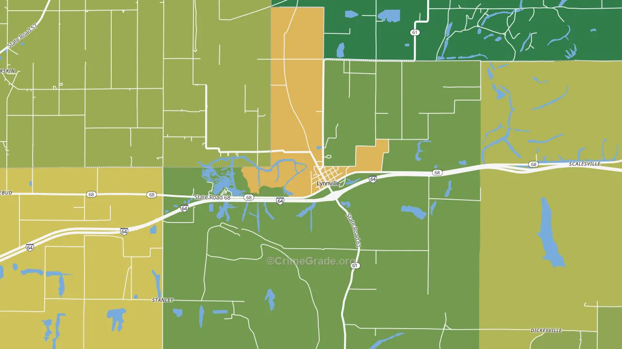 Lynnville, IN Map of Murder Rates