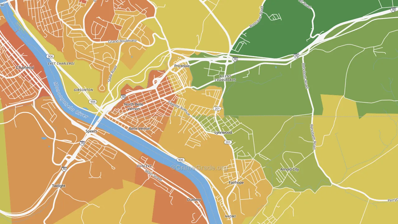 Lynnwood-Pricedale, PA Map of Murder Rates