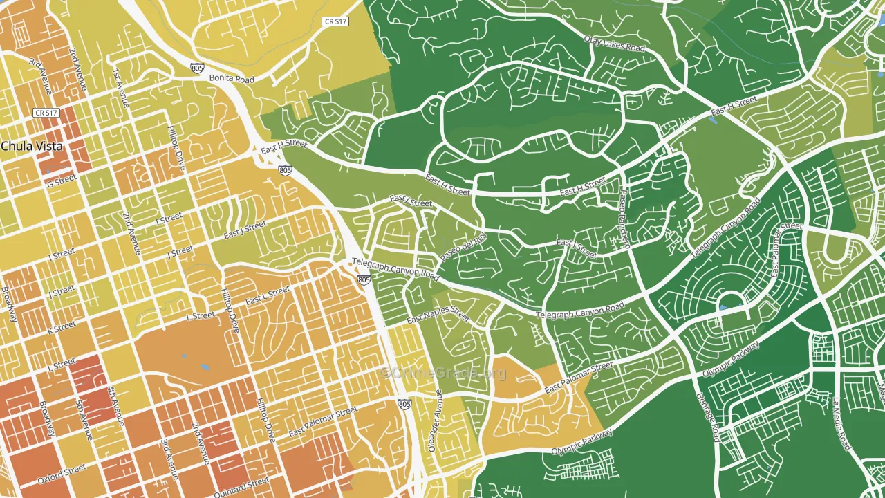 Lynwood Hills, Chula Vista, CA Map of Murder Rates