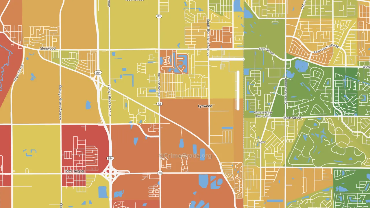 Lynwood, IL Map of Murder Rates