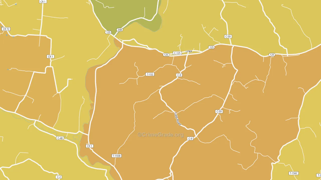 Lynx, OH Map of Murder Rates