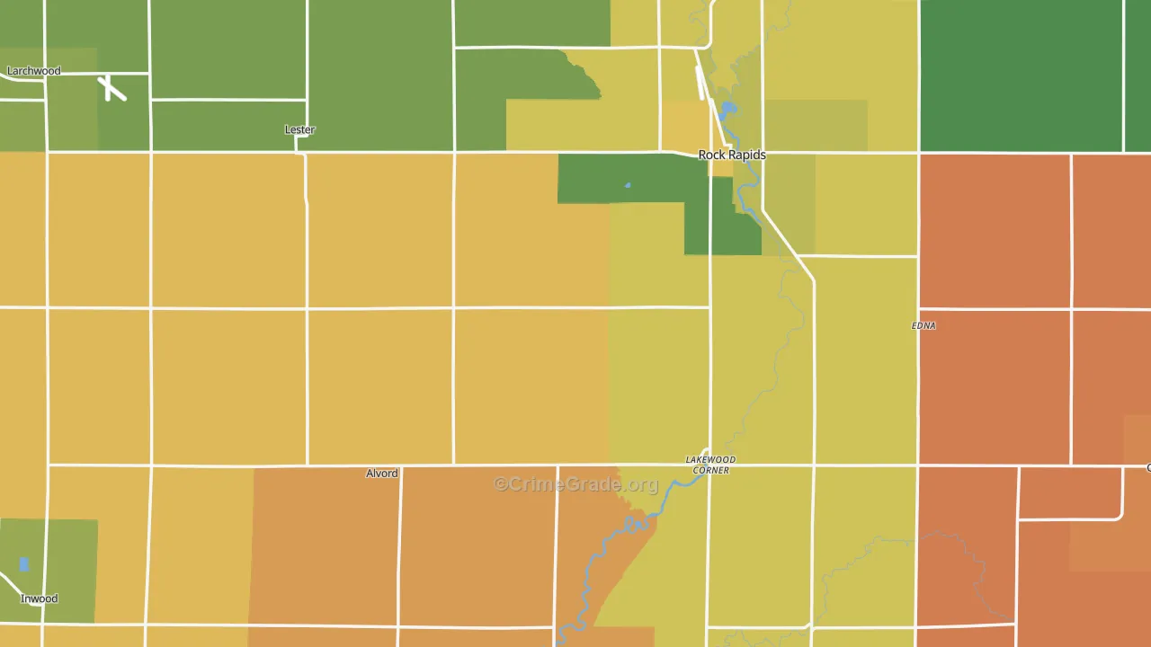 Lyon County, IA Map of Murder Rates