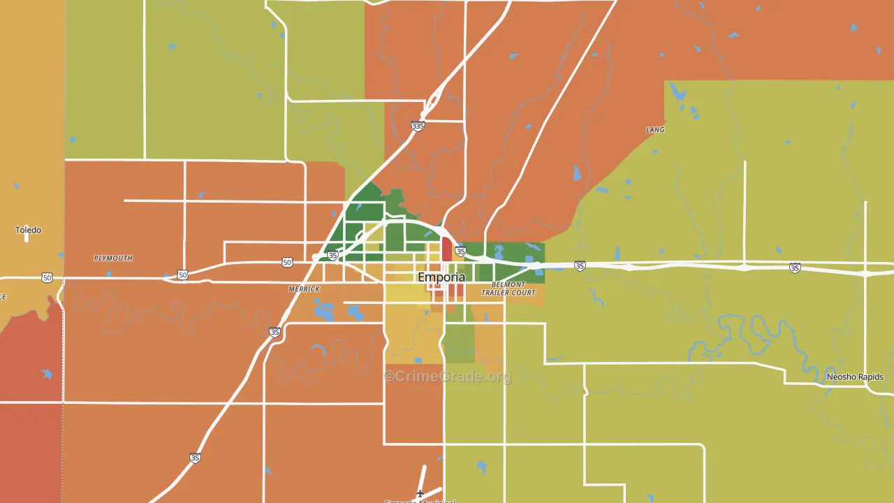 Lyon County, KS Map of Murder Rates
