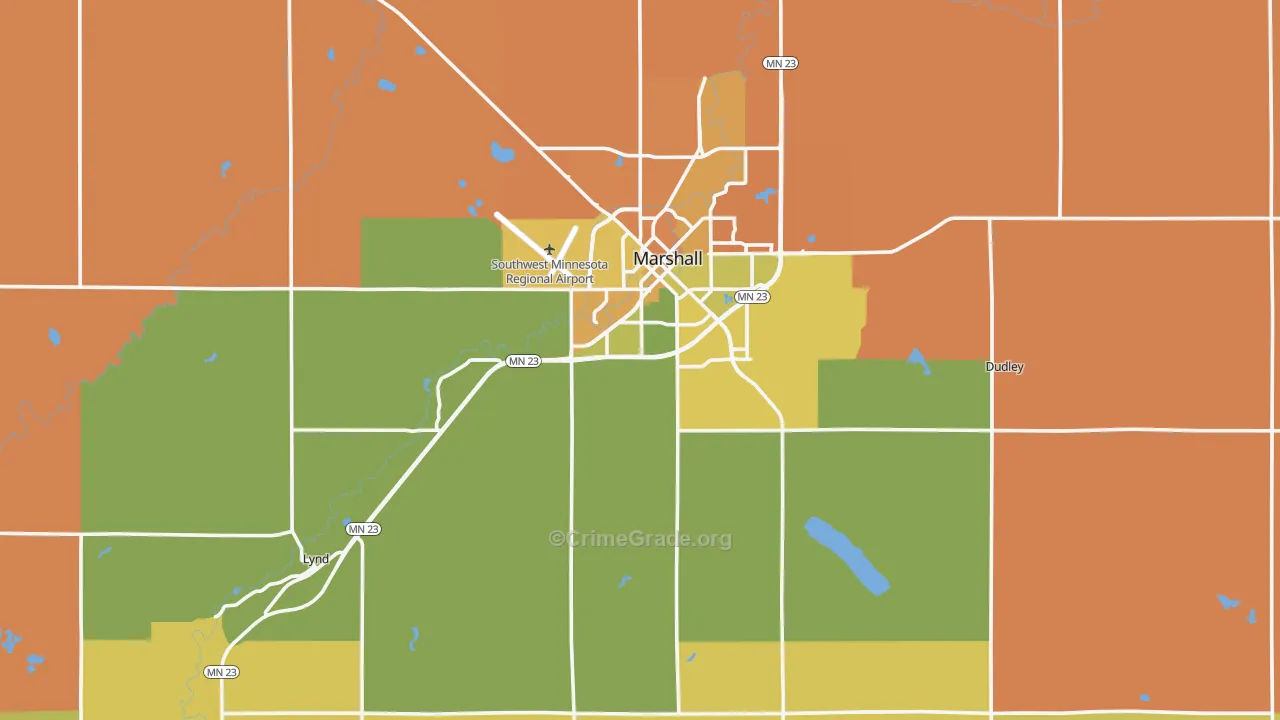 Lyon County, MN Map of Murder Rates