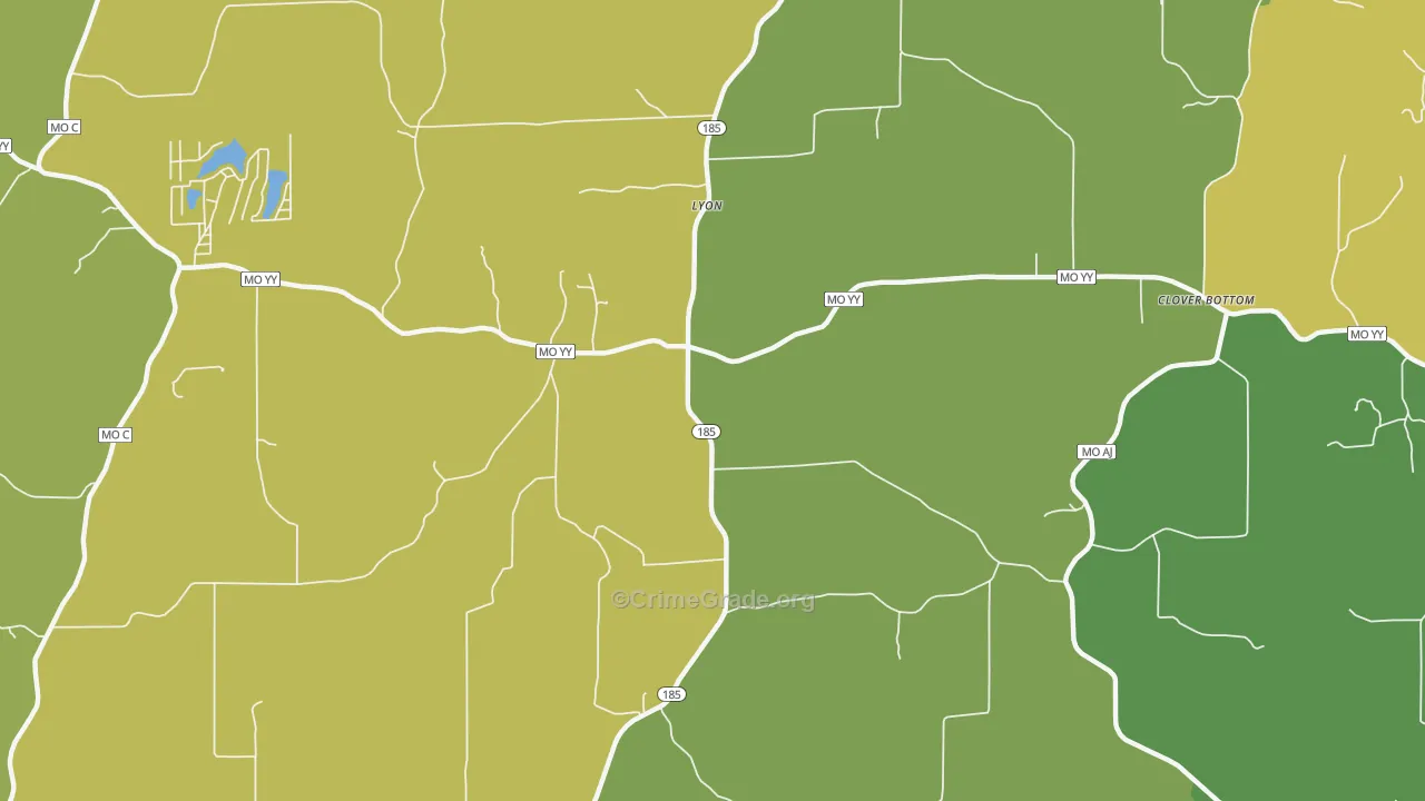 Lyon, MO Map of Murder Rates