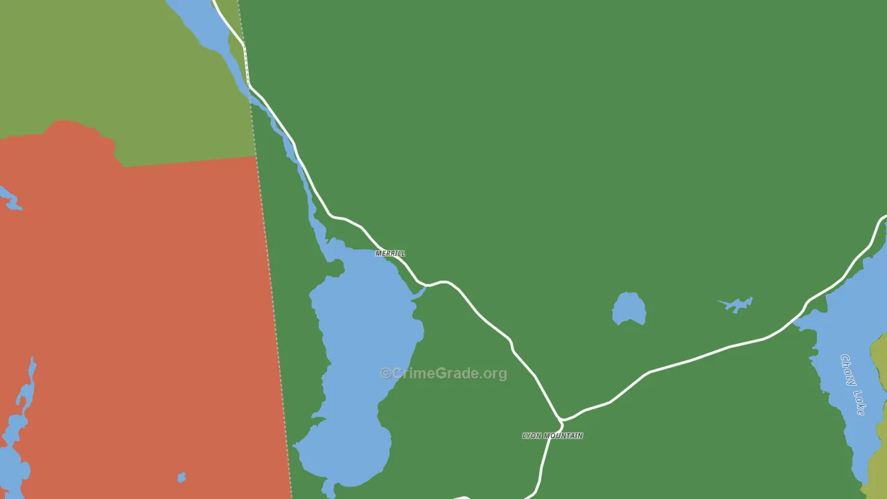 Lyon Mountain, NY Map of Murder Rates