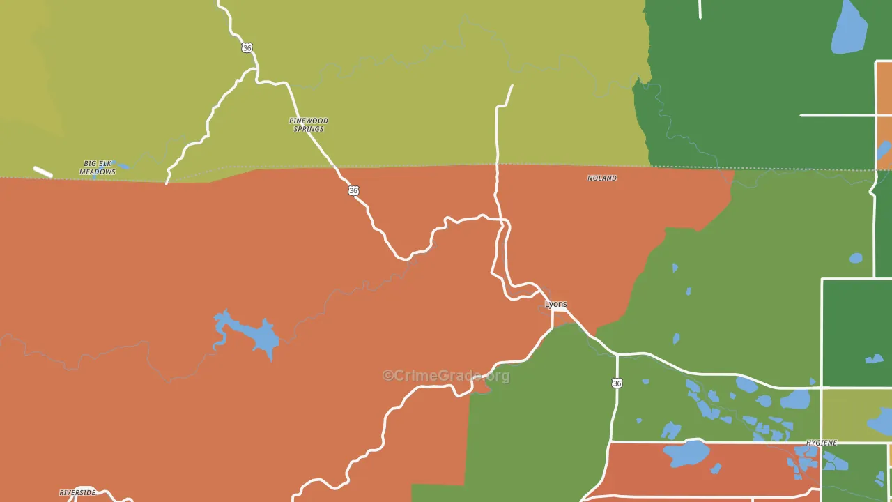 Lyons, CO Map of Murder Rates