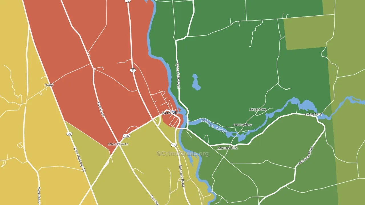 Lyons Falls, NY Map of Murder Rates