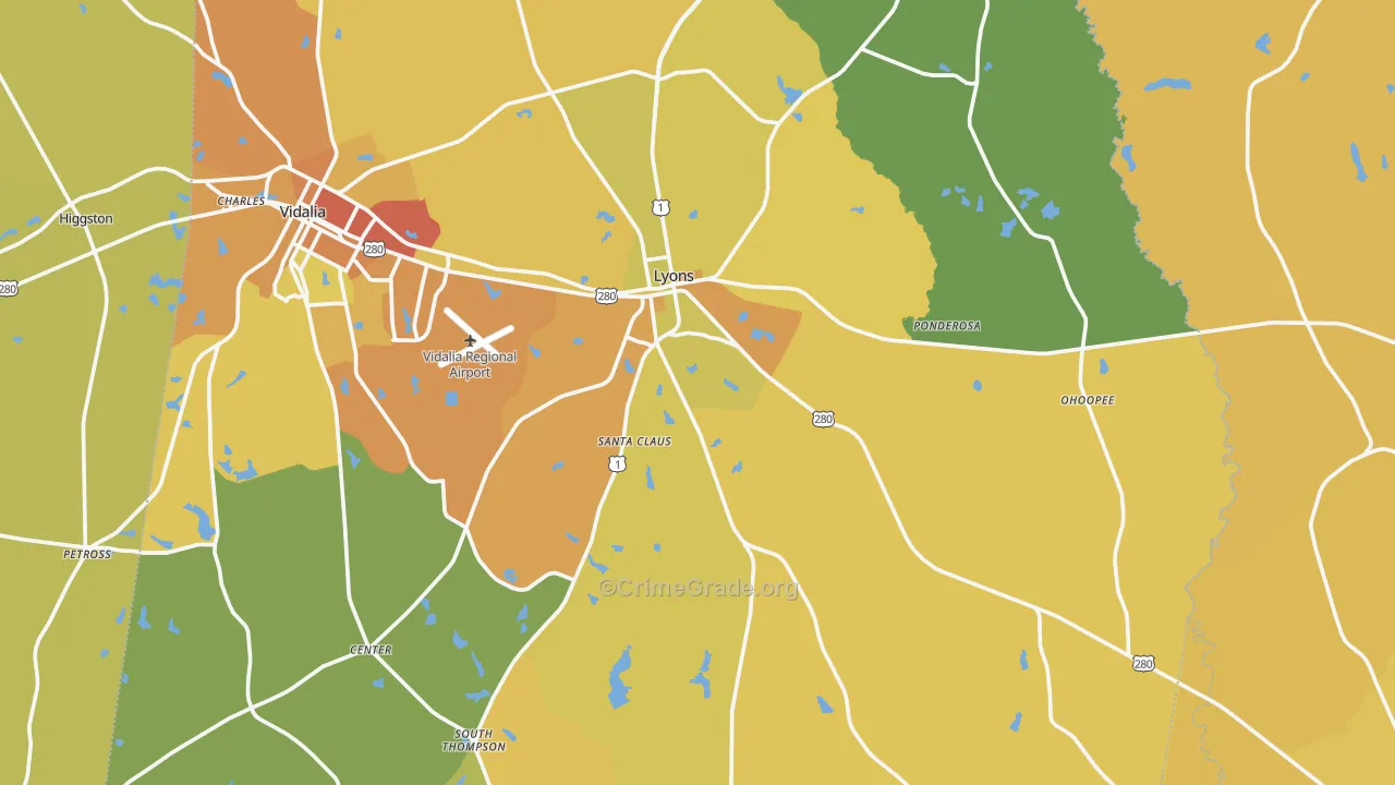 Lyons, GA Map of Murder Rates