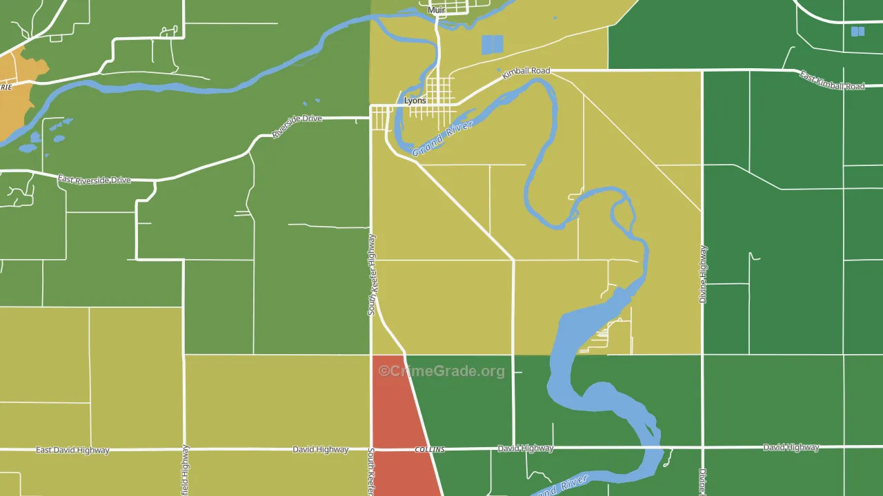 Lyons, MI Map of Murder Rates