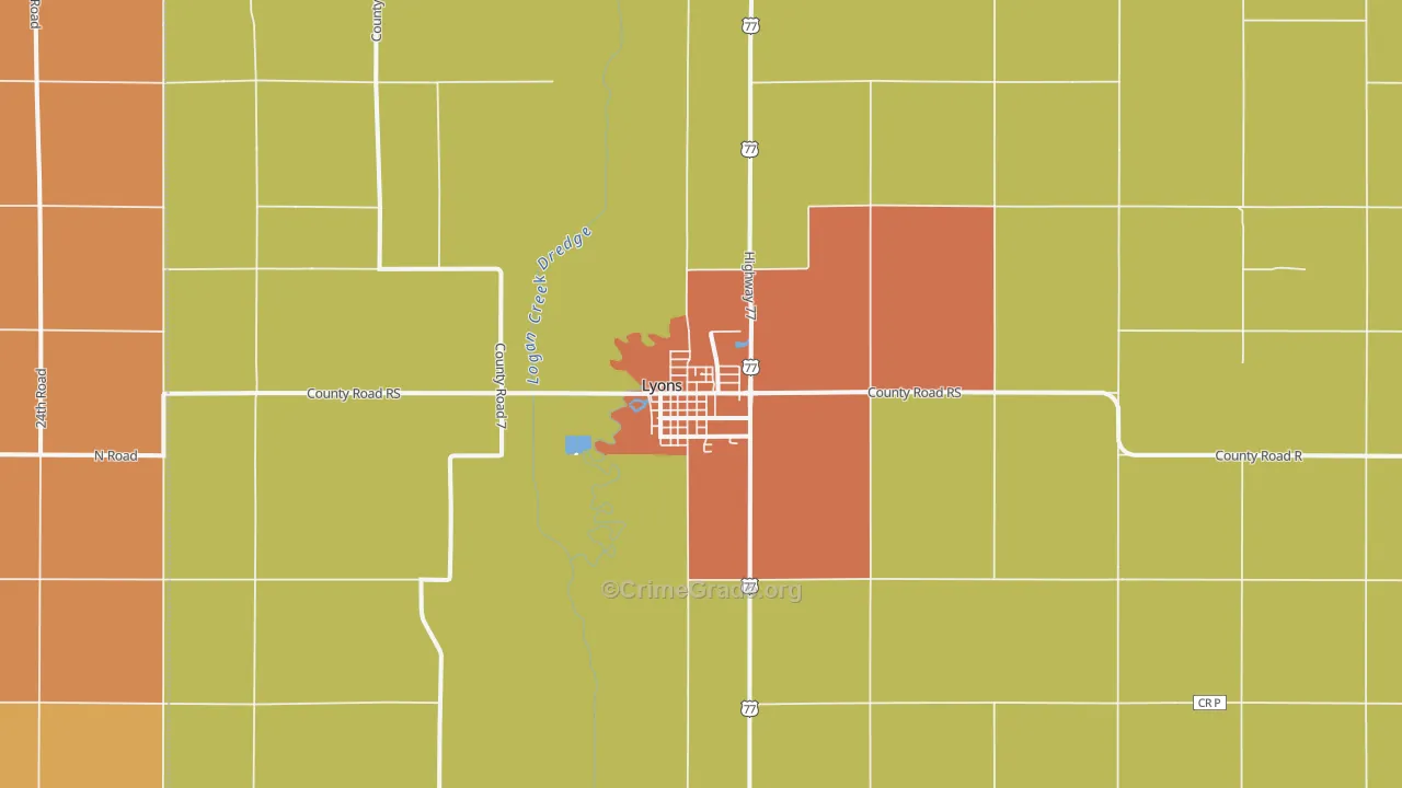 Lyons, NE Map of Murder Rates