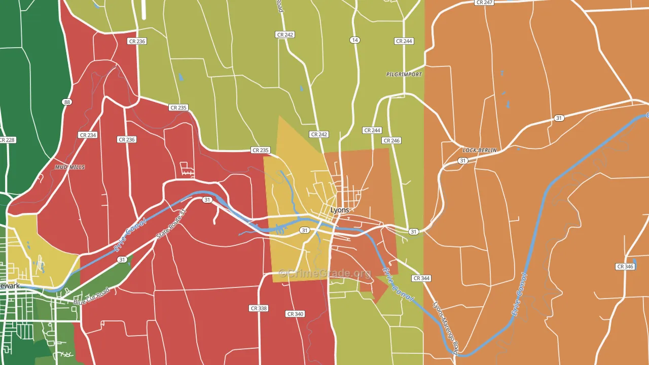 Lyons, NY Map of Murder Rates
