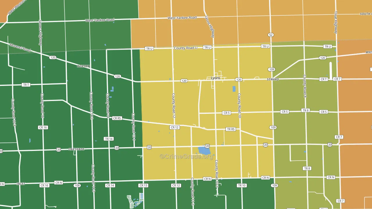 Lyons, OH Map of Murder Rates