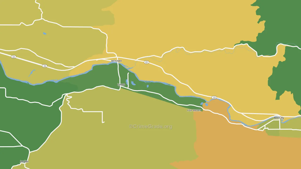 Lyons, OR Map of Murder Rates