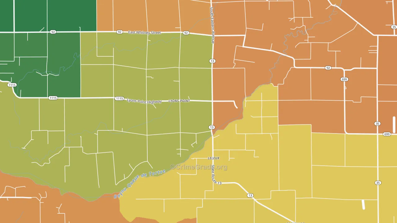 Lyons Point, LA Map of Murder Rates