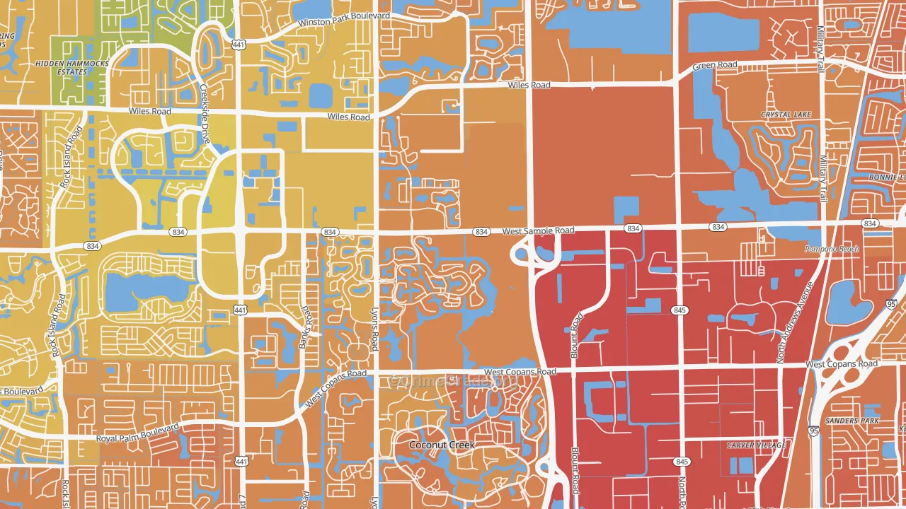 Lyons Tradewinds Park, Coconut Creek, FL Map of Murder Rates