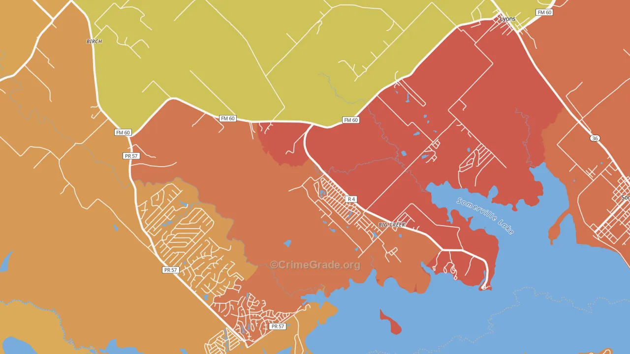 Lyons, TX Map of Murder Rates