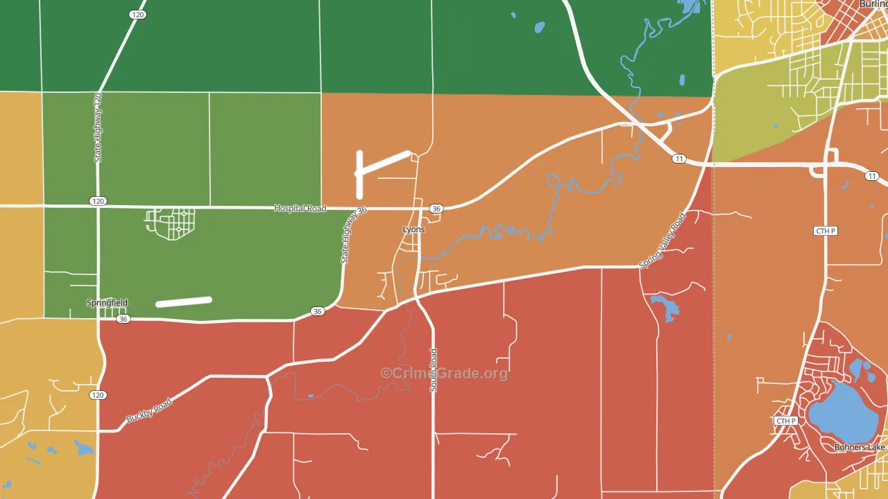 Lyons, WI Map of Murder Rates