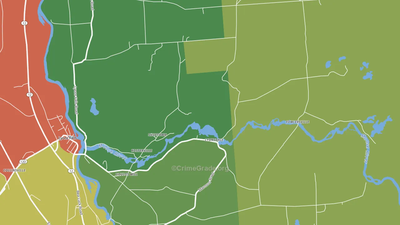 Lyonsdale, NY Map of Murder Rates