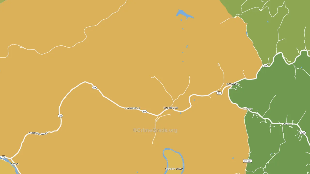 Lyonsville, WV Map of Murder Rates