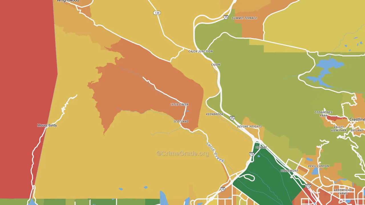 Lytle Creek, CA Map of Murder Rates