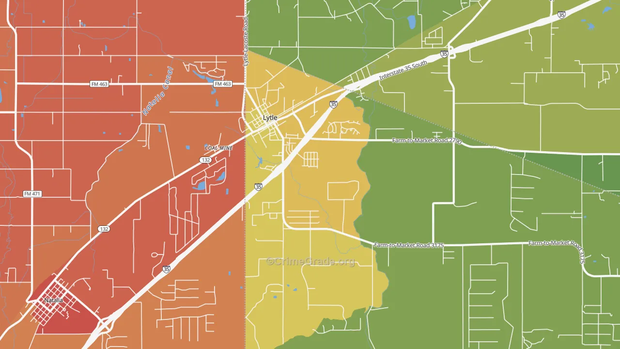 Lytle, TX Map of Murder Rates