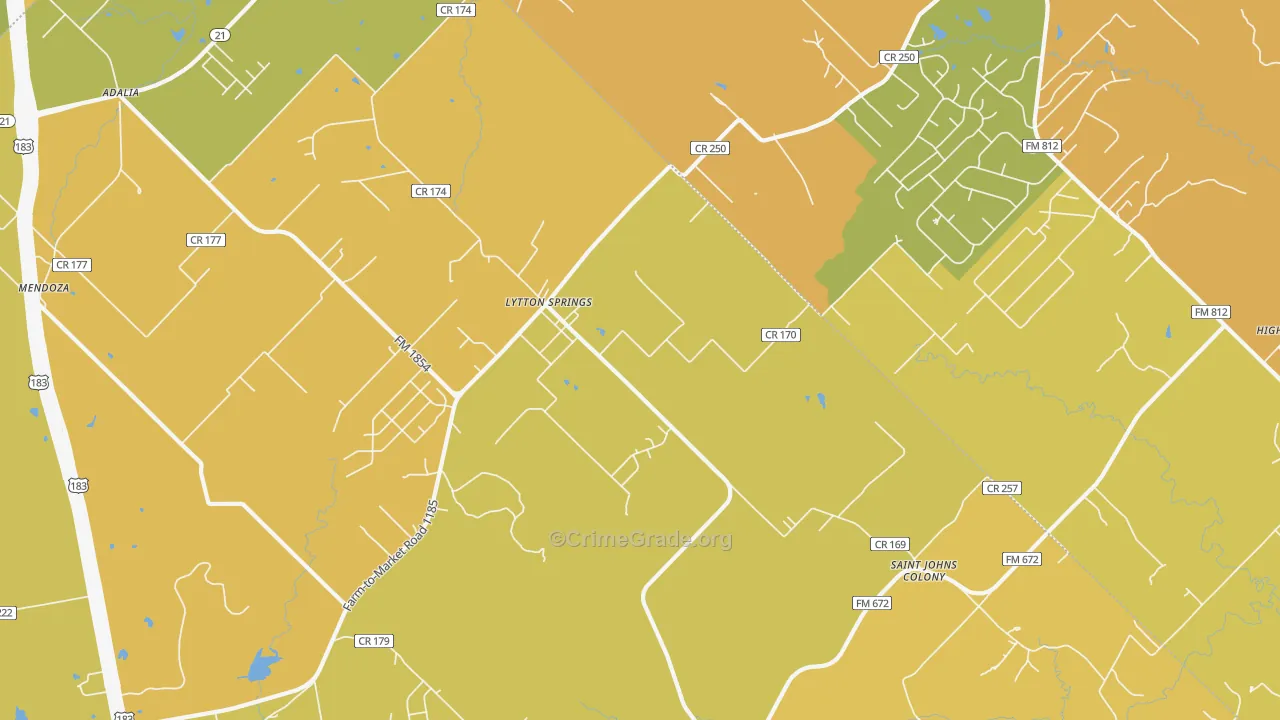Lytton Springs, TX Map of Murder Rates