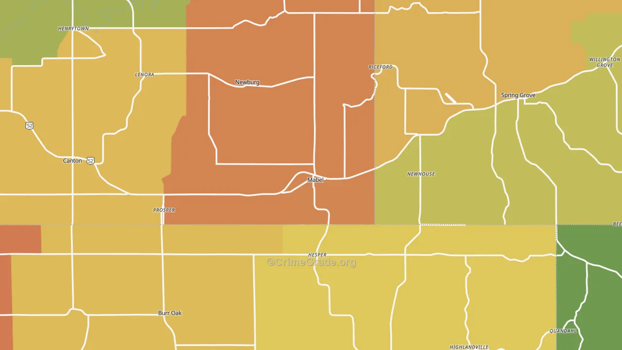 Mabel, MN Map of Murder Rates