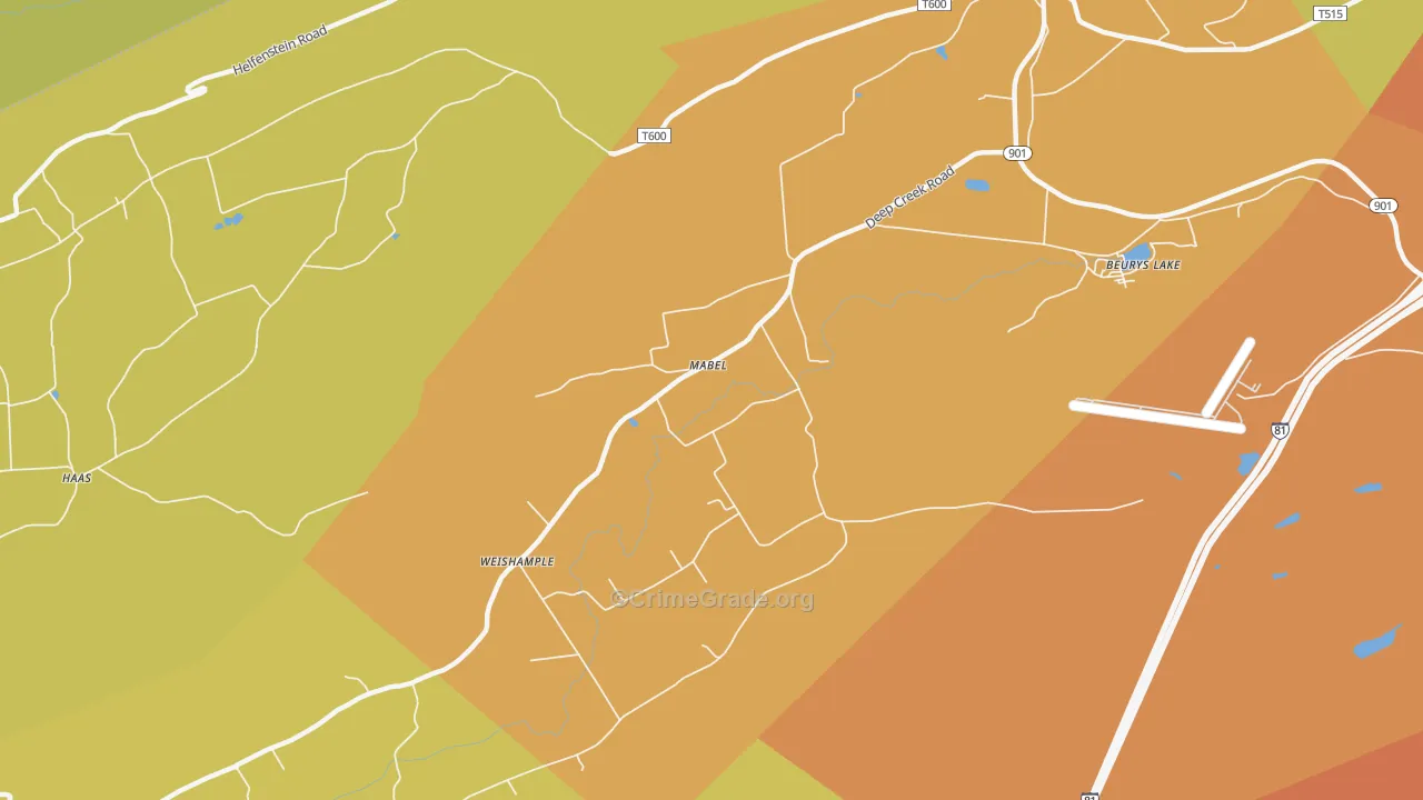 Mabel, PA Map of Murder Rates