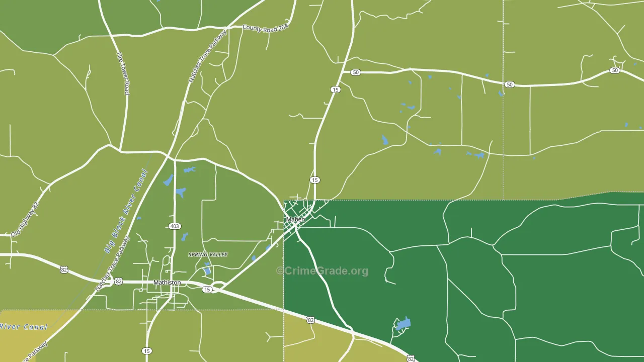 Maben, MS Map of Murder Rates