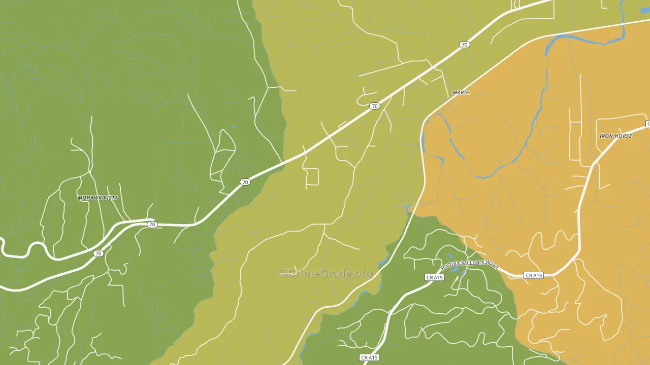 Mabie, CA Map of Murder Rates