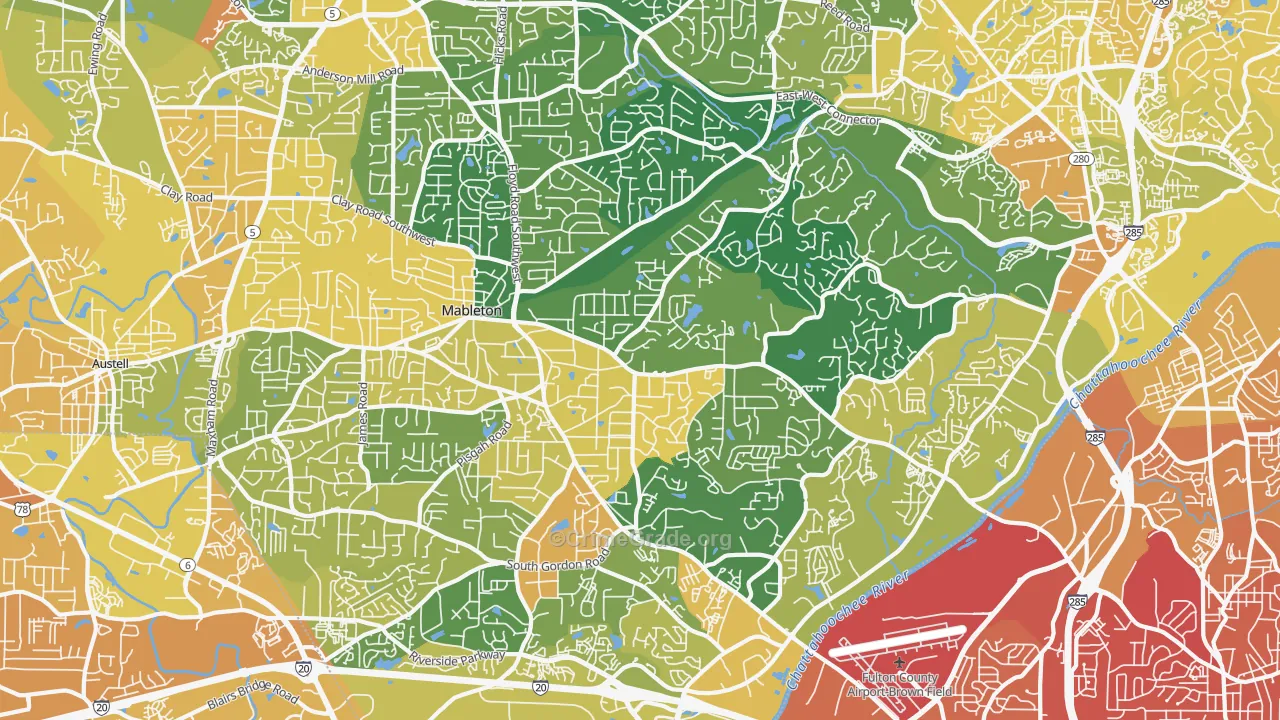 Mableton, GA Map of Murder Rates