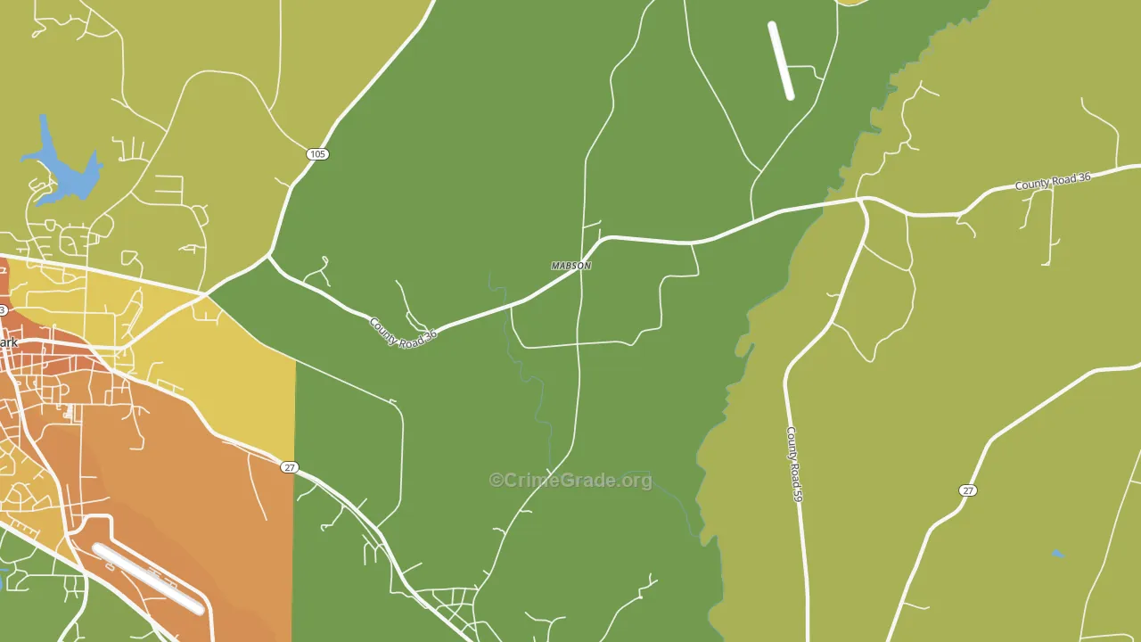 Mabson, AL Map of Murder Rates