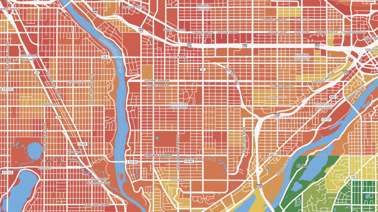 Macalester-Groveland, St. Paul, MN Map of Murder Rates
