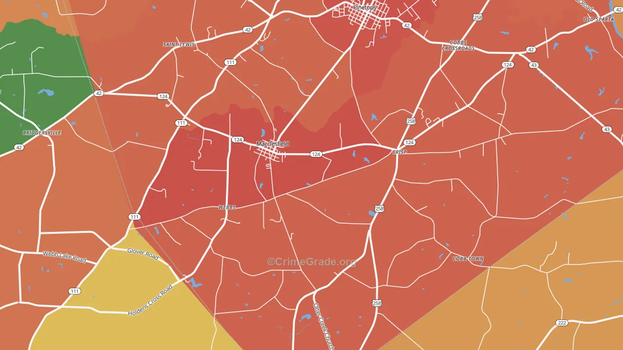 Macclesfield, NC Map of Murder Rates